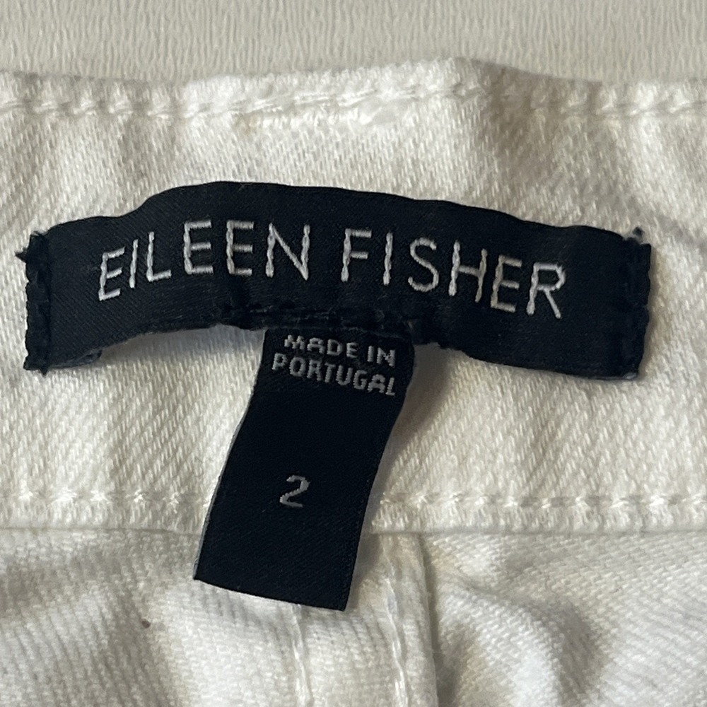 Eileen Fisher Straight Leg Stretch Jeans Size 2 White Coastal Minimalism Denim - Picture 7 of 9
